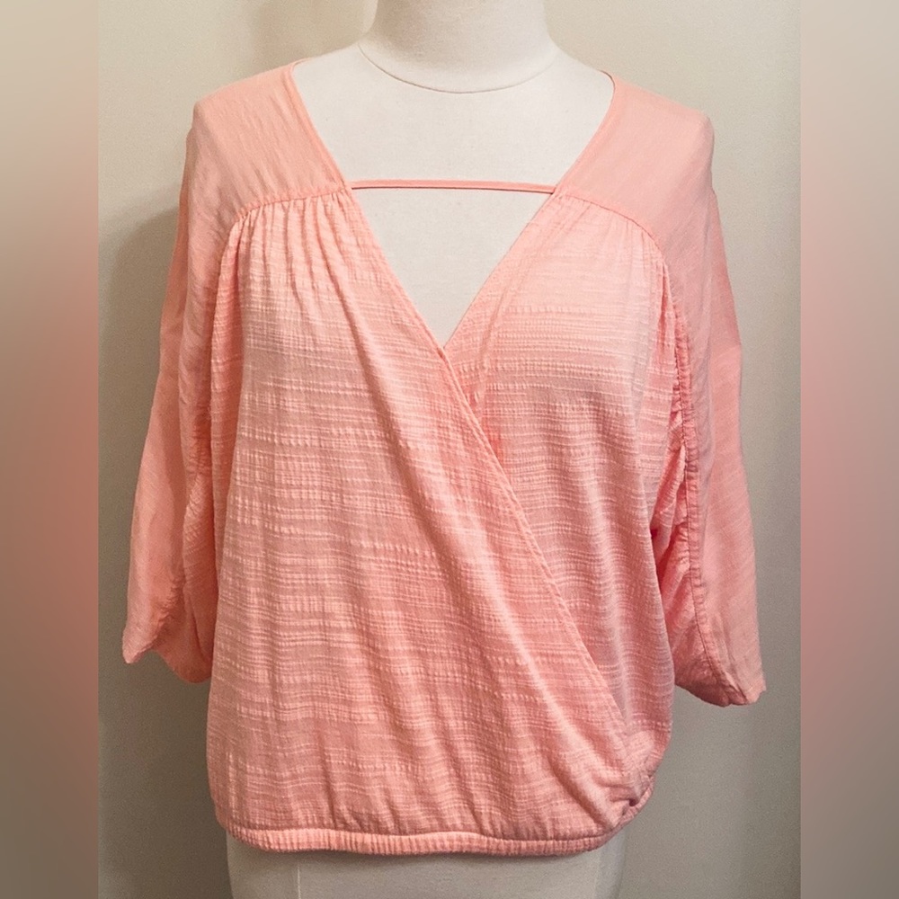 A.N.A. Peach Pink L Coastal Casual Soft Girl Chic Cottagecore Dolman Sleeve Top